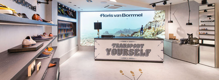 inside store Floris van Bommel store interior with men's shoes and sneakers on display