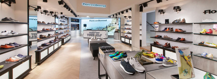 inside stuttgart Floris van Bommel store interior with men's shoes and sneakers on display