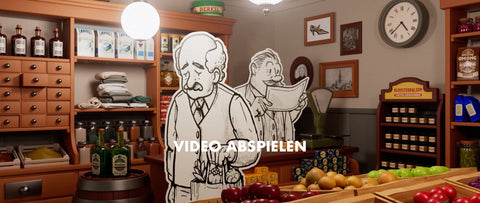 Animated characters in a traditional grocery store. Floris van Bommel