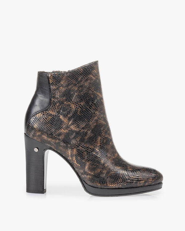Ankle boot croco print copper