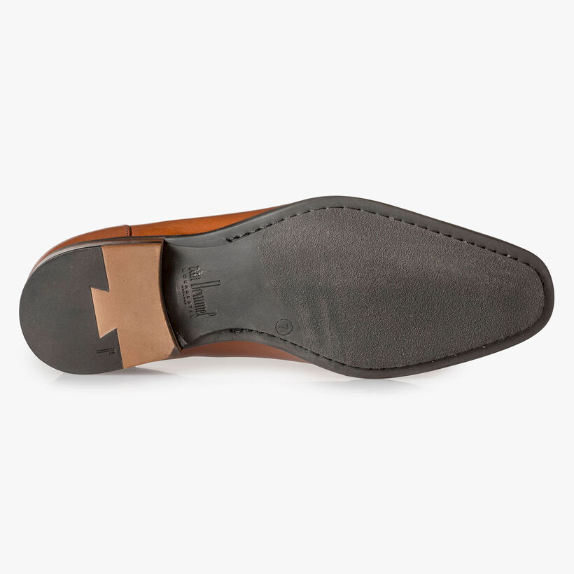 Dark cognac-coloured calf leather loafer