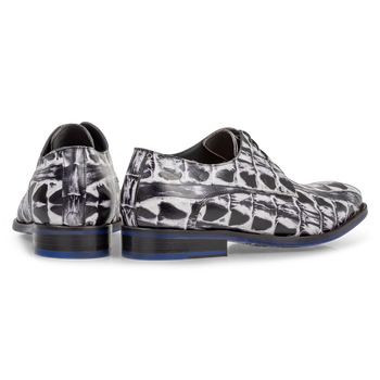 Lace shoe black and white croco print