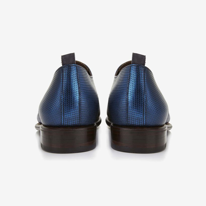 Floris van Bommel Leder-Herren-Schnürer in Metallicblau