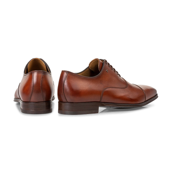 Schn&uuml;rschuh Kalbsleder dunkel cognacfarben