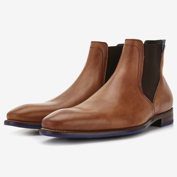 Floris van Bommel cognacfarbener Leder-Herren-Chelsea-Boot