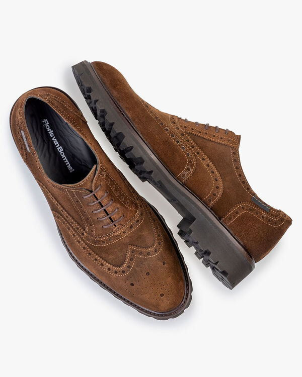 Schn&uuml;rschuh Wildleder cognac