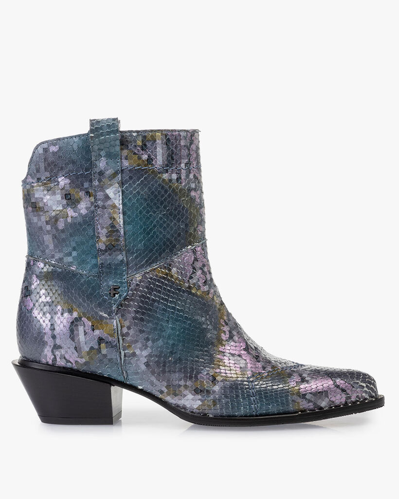 Stiefel Leder mit Print blau