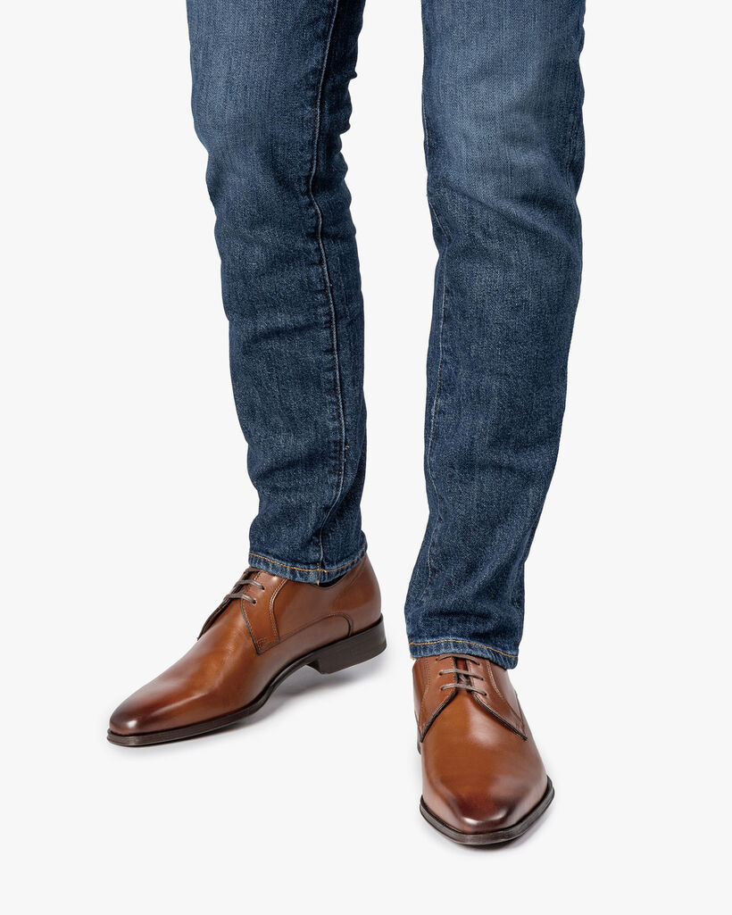 Lace shoe calf leather cognac