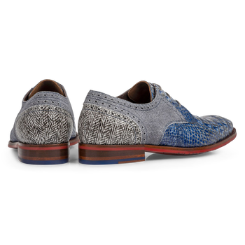 Lace shoe printed leather blue