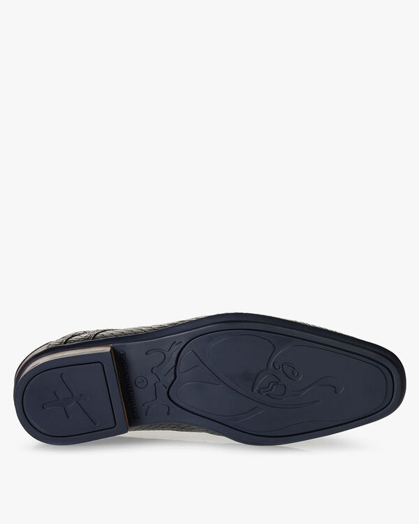 Schn&uuml;rstiefel metallic blau