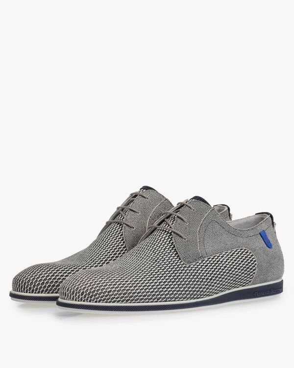 Lace shoe grey suede leather