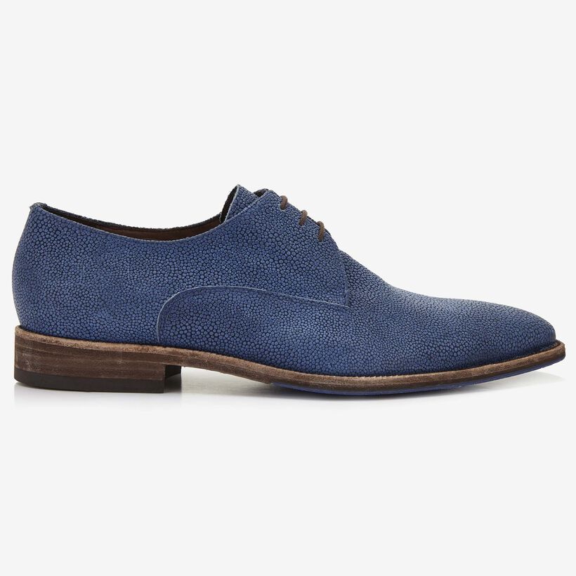 Floris van Bommel blue leather men's lace-up shoe