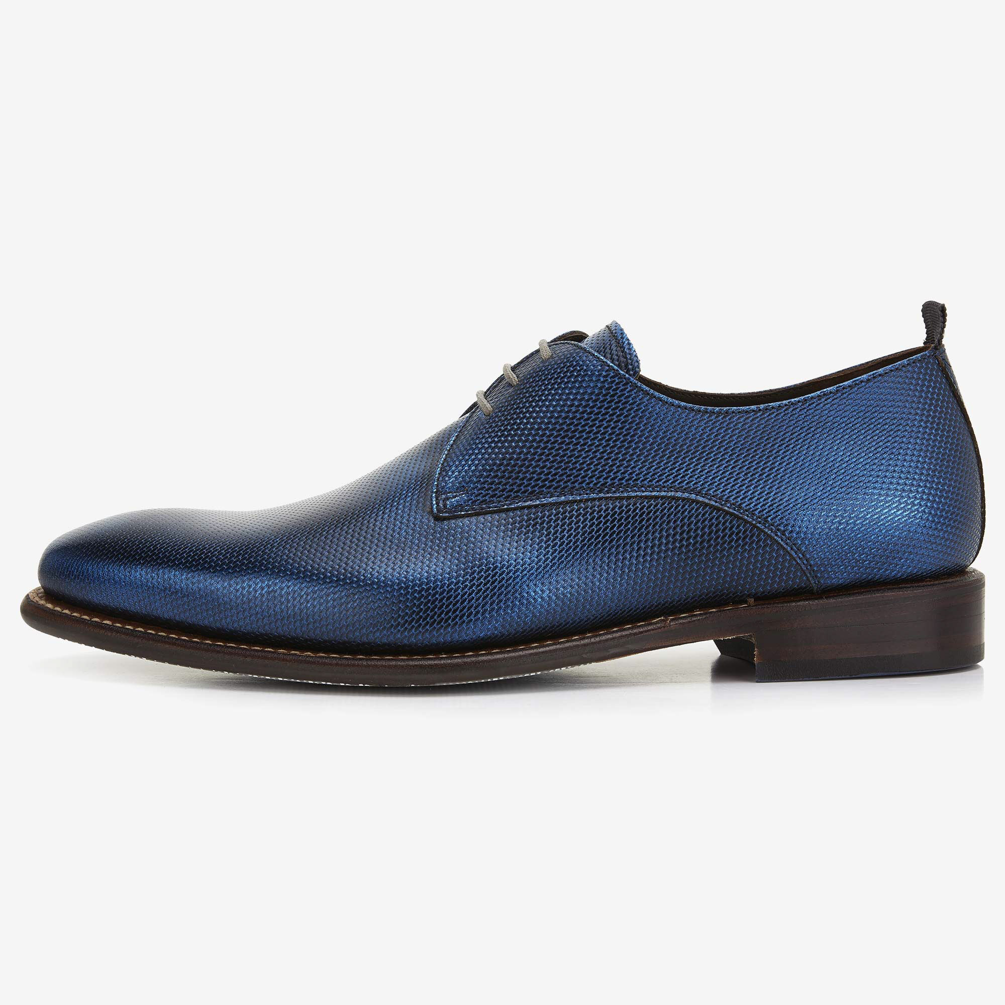 Floris van Bommel metallic blue leather men s lace up shoe