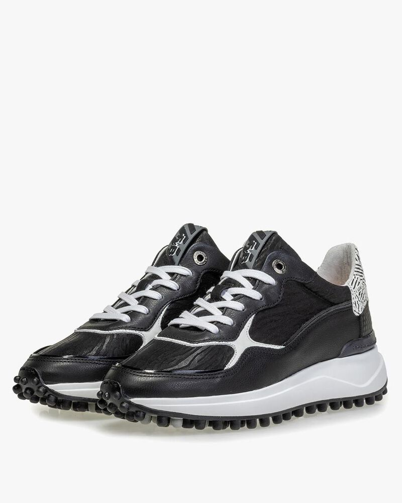 Noppi Leder mit Print schwarz