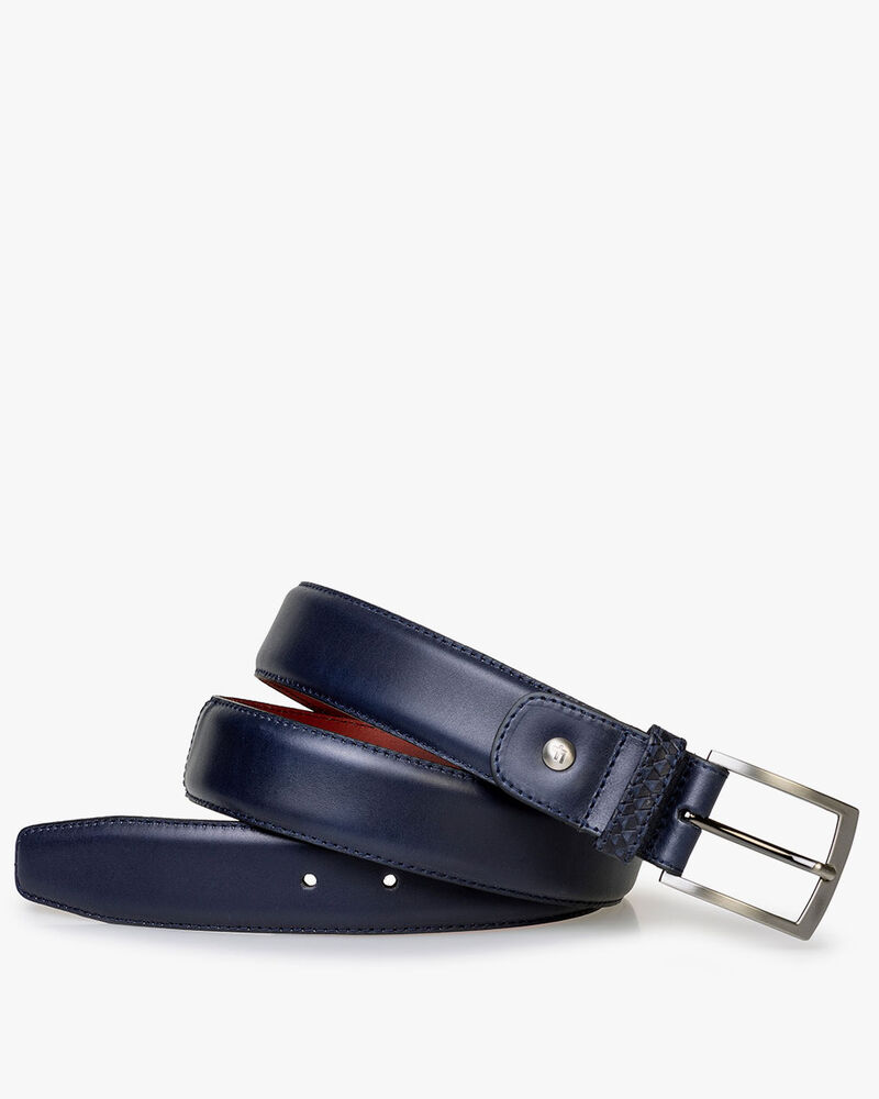 Belt calf leather blue