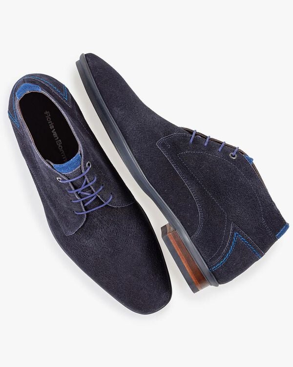 Schnürstiefel blau Wildleder