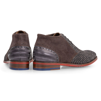 Schn&uuml;rstiefel grau mit Print