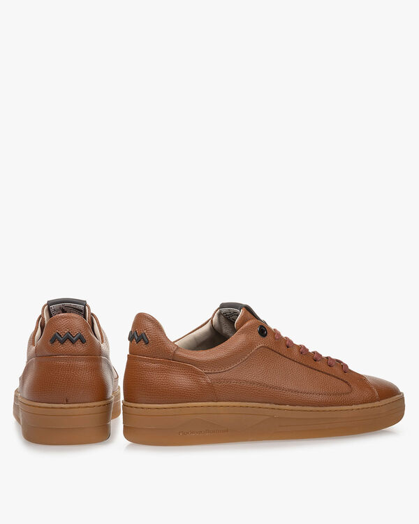 Sneaker Leder-Print cognac