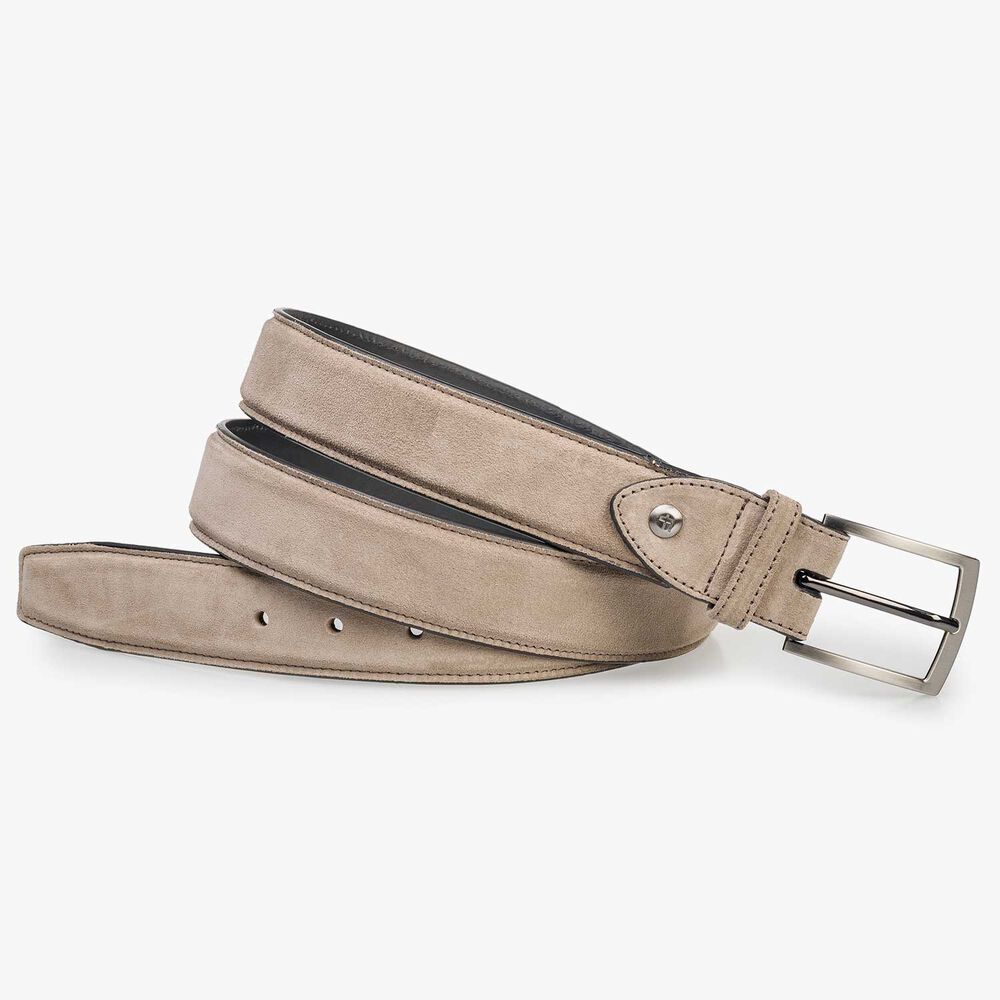 Taupe-colored suede leather belt