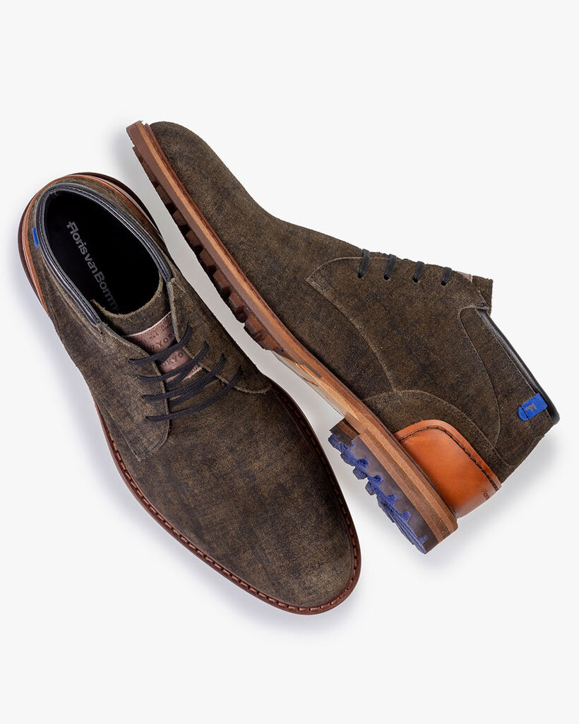 Schn&uuml;rstiefel Wildleder dunkelgr&uuml;n