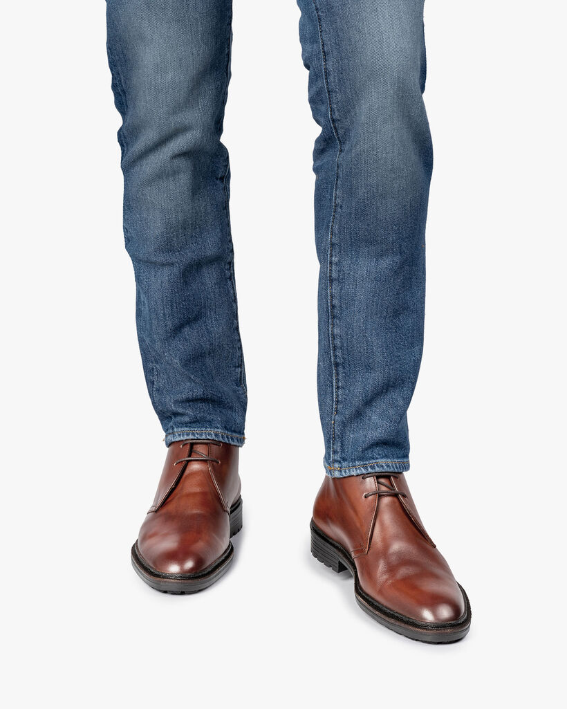 Kalbsleder-Schnürstiefel cognac