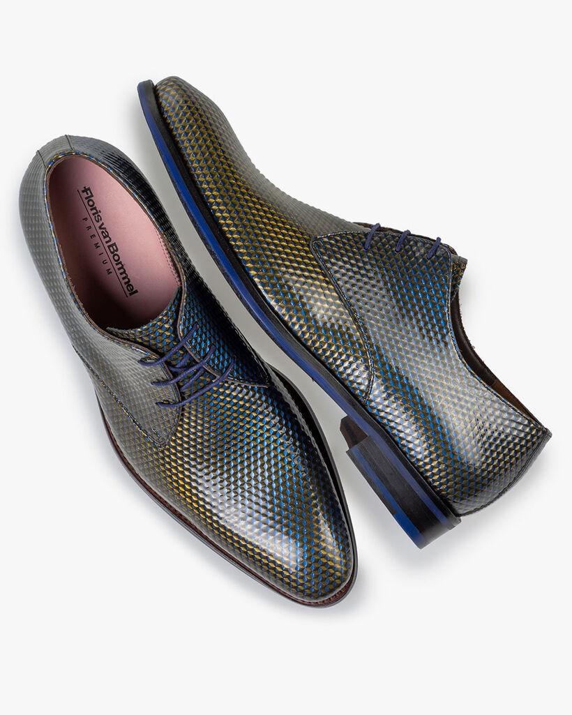 Schn&uuml;rschuh Lackleder blau