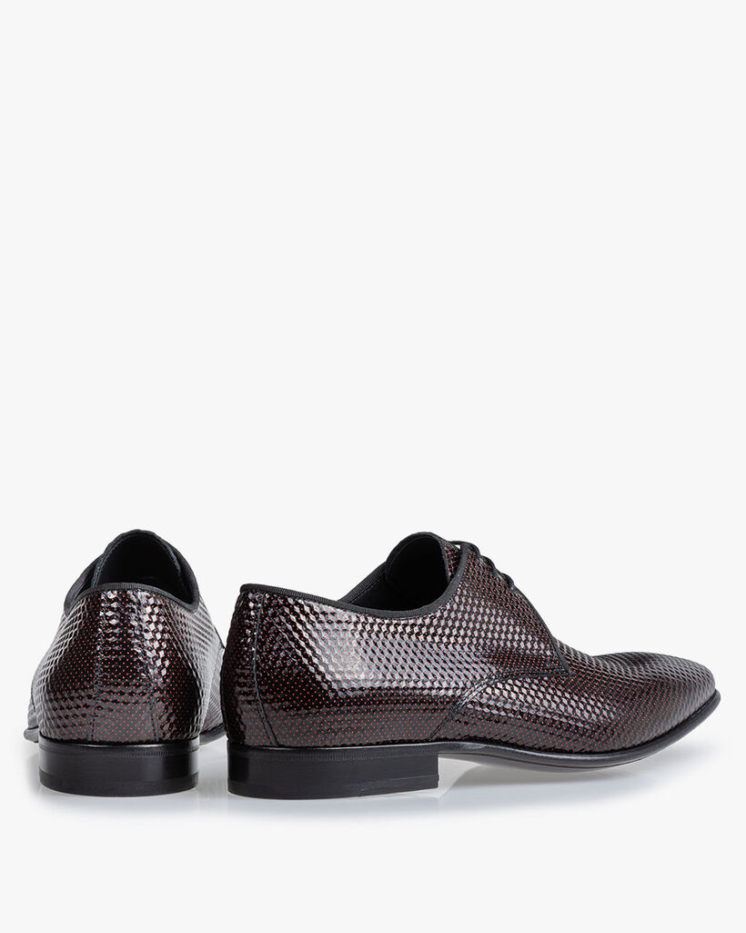 Schn&uuml;rschuh bedrucktes Leder rot