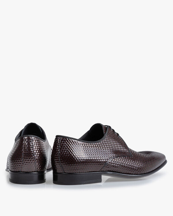 Schn&uuml;rschuh bedrucktes Leder rot