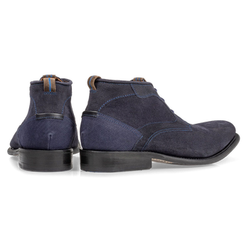 Lace boot blue suede leather