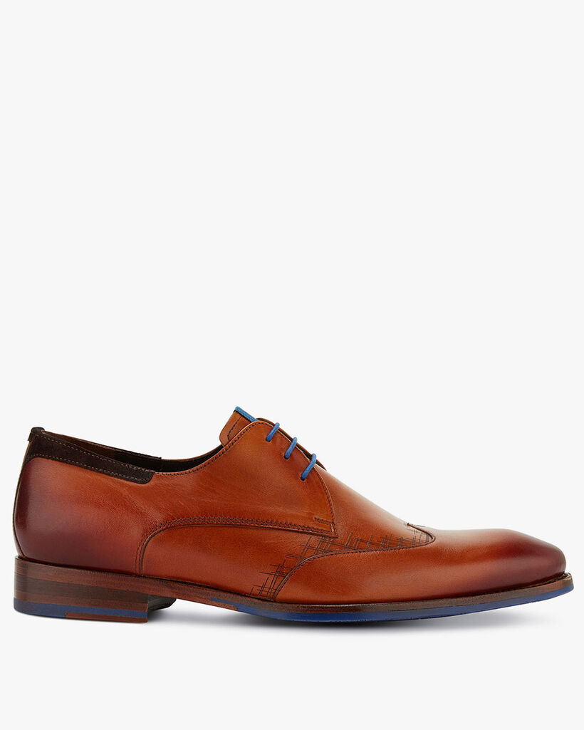 Lace shoe calf leather cognac
