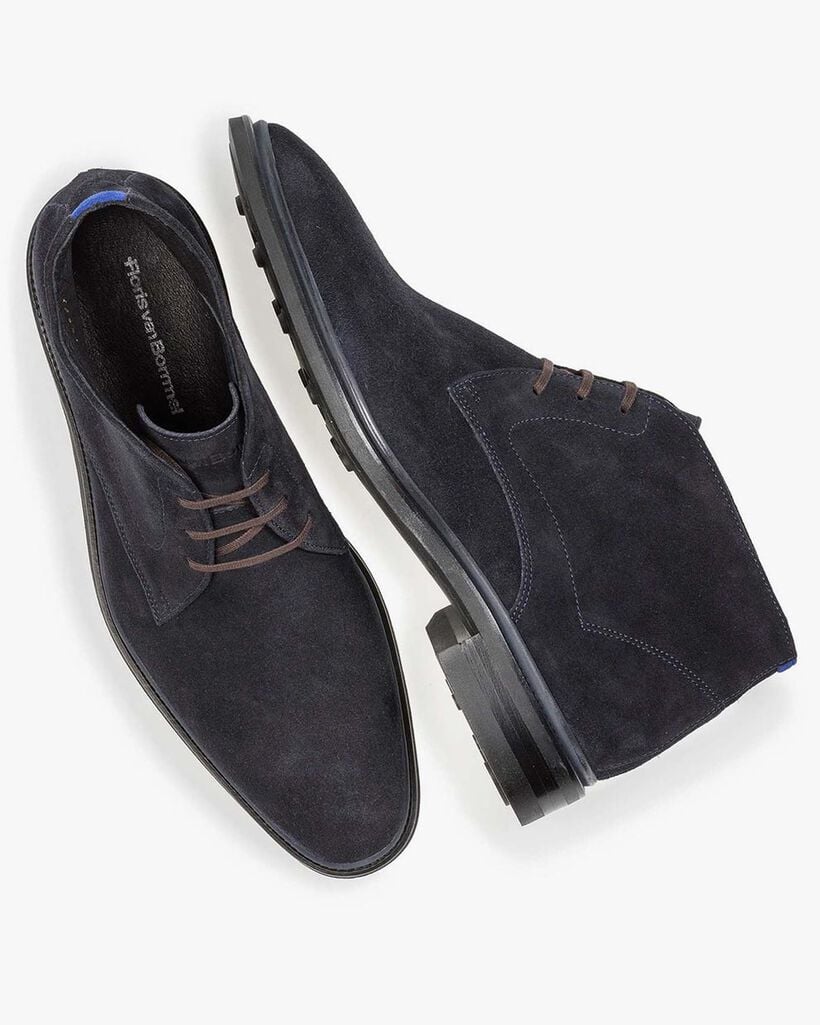 Lace boot suede leather blue