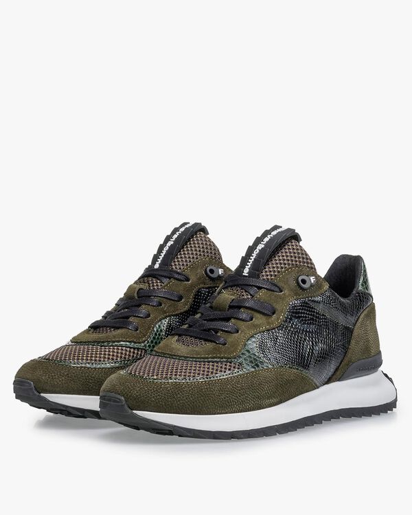 Sneaker Wildleder-Print gr&uuml;n