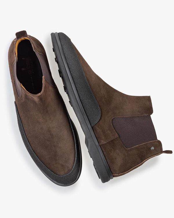 Suede leather Chelsea boot dark brown