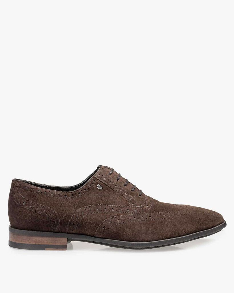 Brauner Kalbswildleder-Brogue