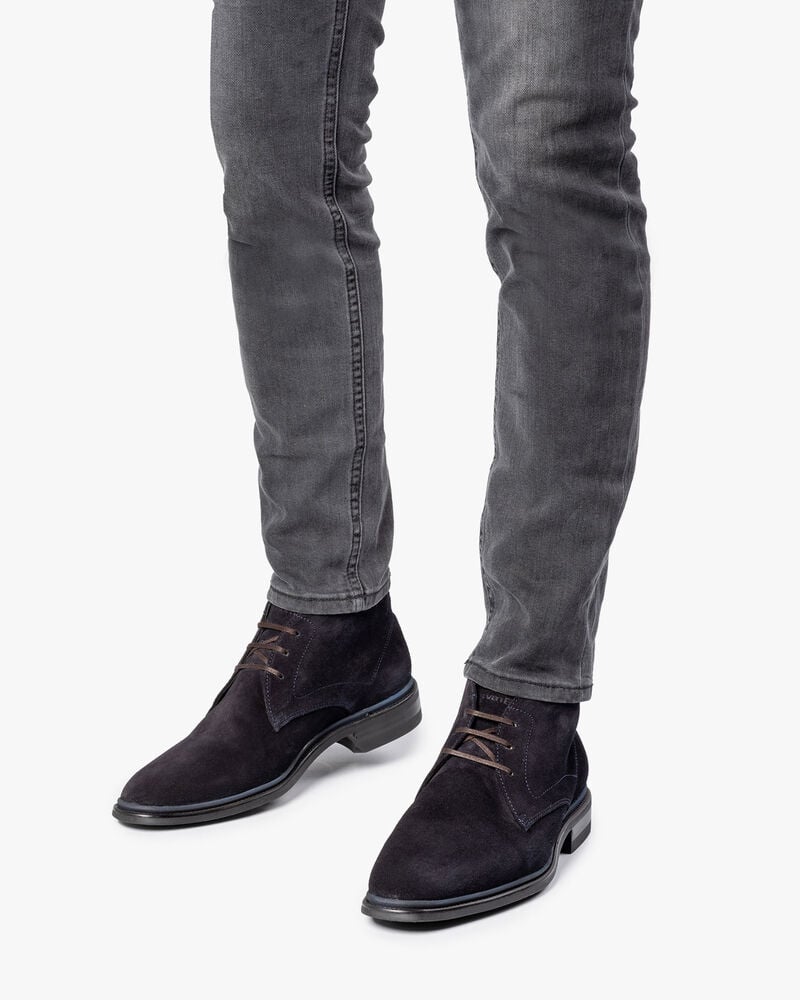 Lace boot suede leather blue