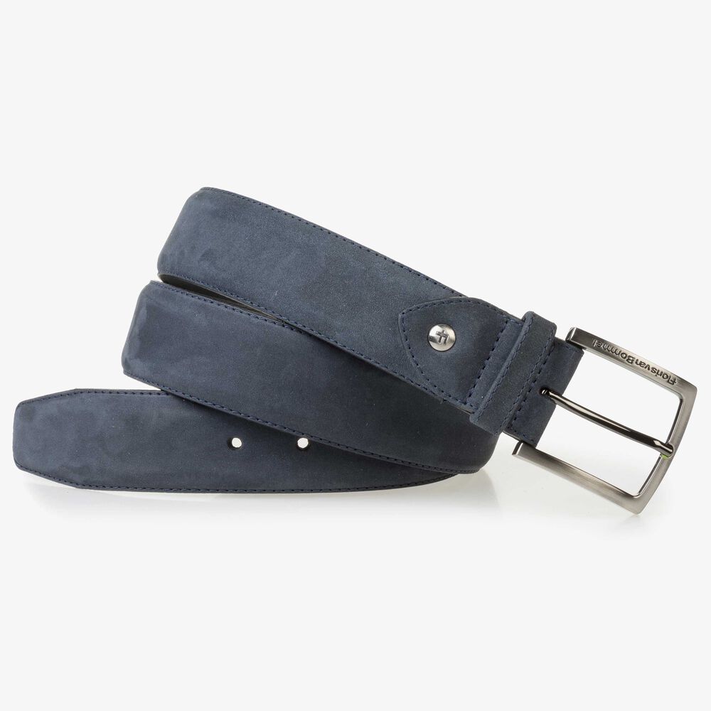 Blue nubuck leather belt