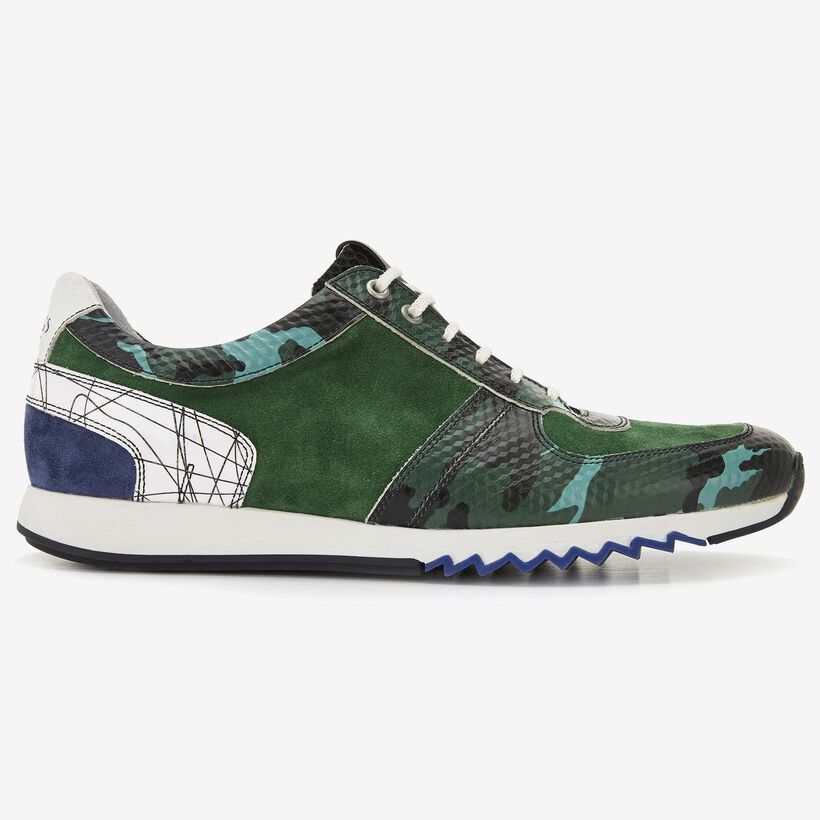 Floris van Bommel grüner Herren-Sneaker aus Veloursleder