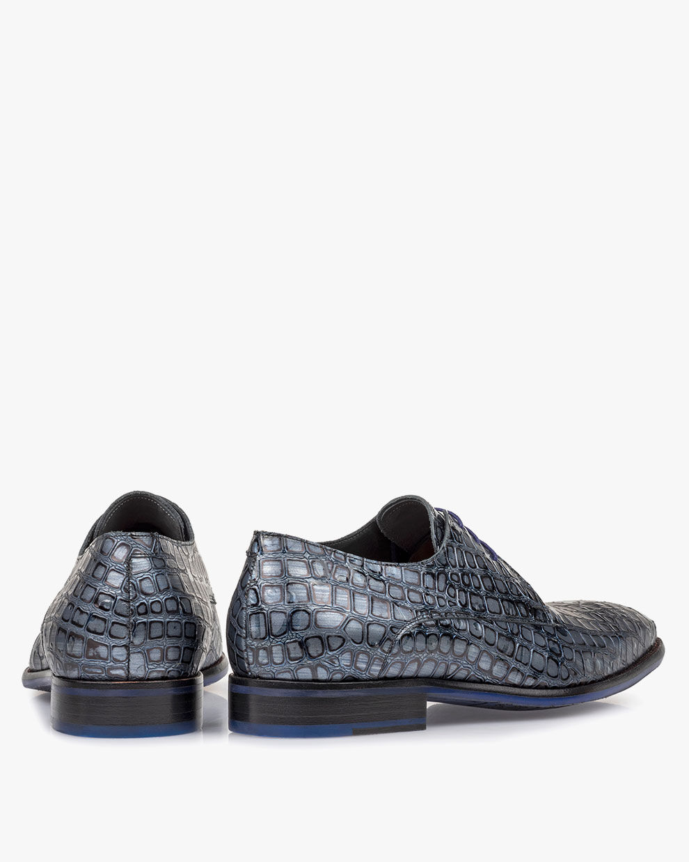 Lace shoe metallic blue 18268/02 | Floris van Bommel Official®