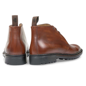 Kalbsleder-Schnürstiefel cognac