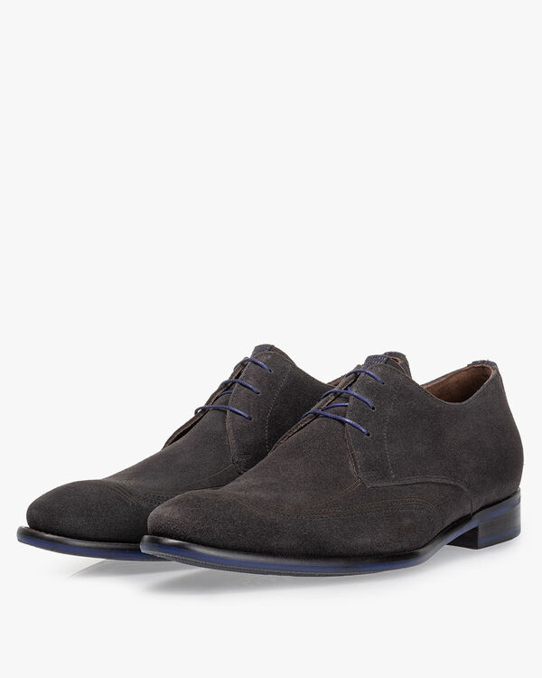 Schn&uuml;rschuh Wildleder dunkelgrau