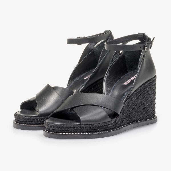 Black wedge-heel sandal