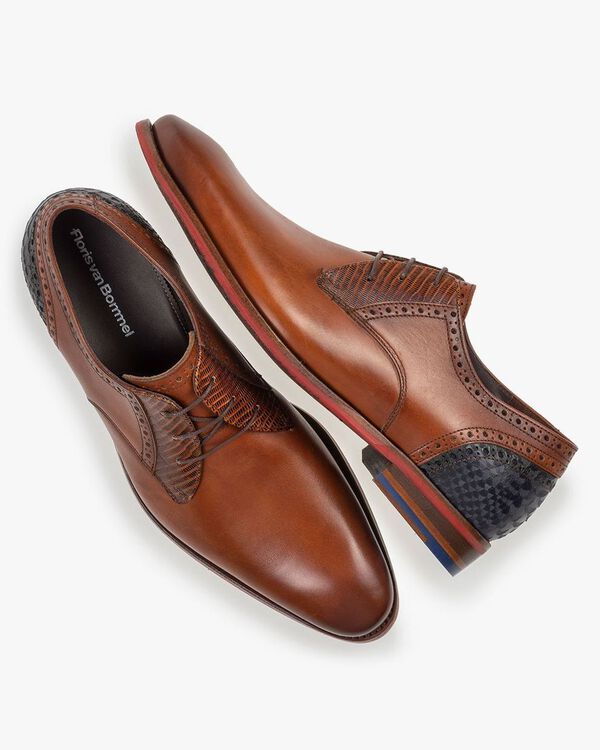 Schn&uuml;rschuh Kalbsleder cognac