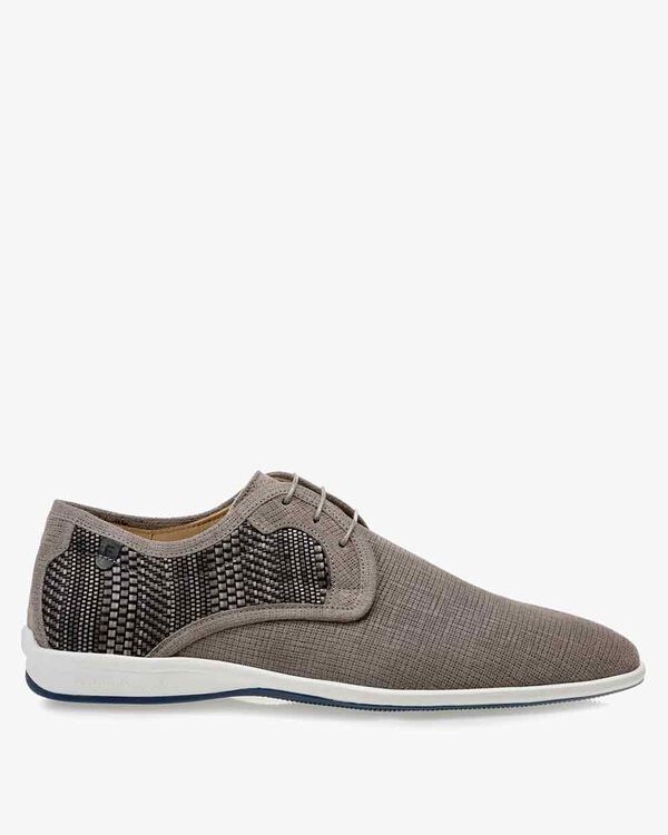 Lace shoe suede leather light grey