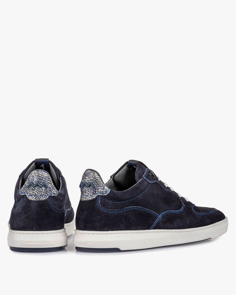 Sneaker mit Print Wildleder blau