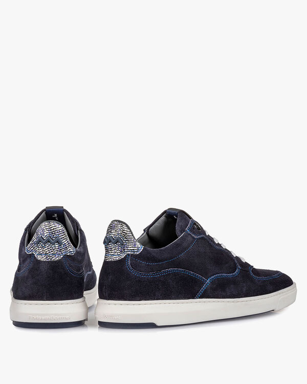 Sneaker mit Print Wildleder blau