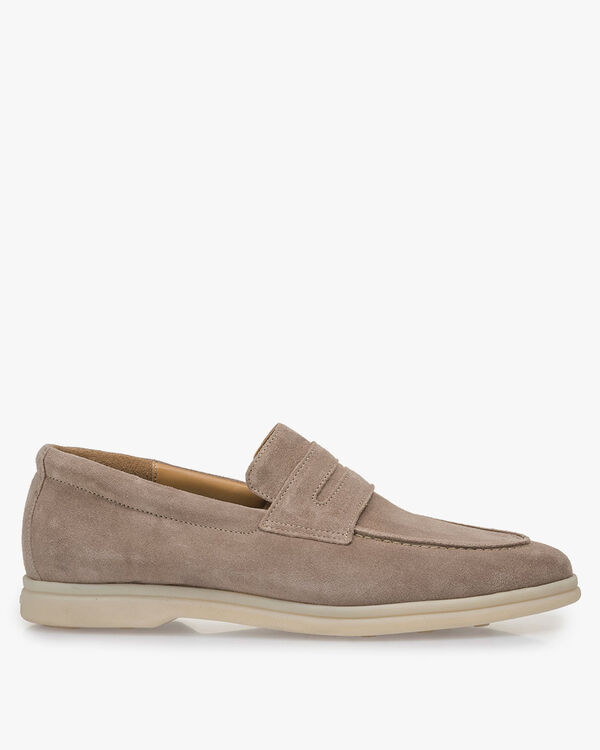 Beige suede leather loafer