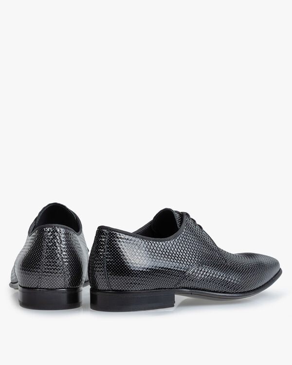 Schnürschuh bedrucktes Leder grau