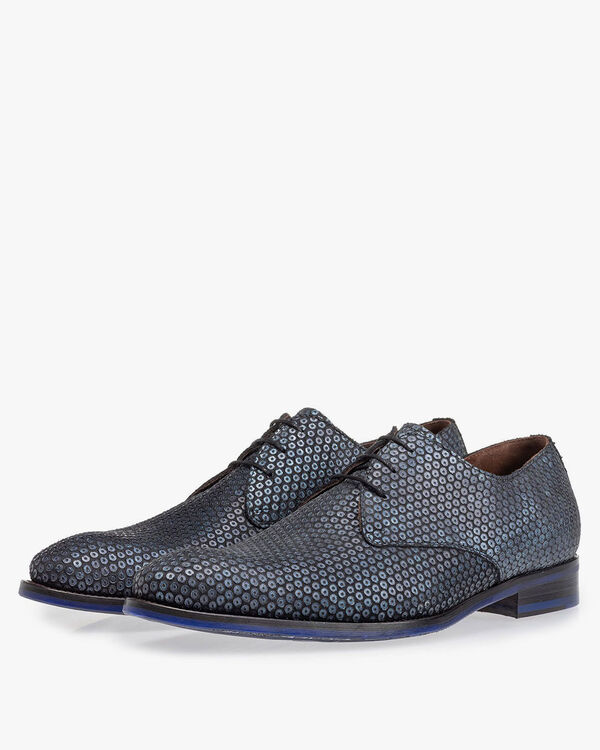 Lace shoe dark blue with print