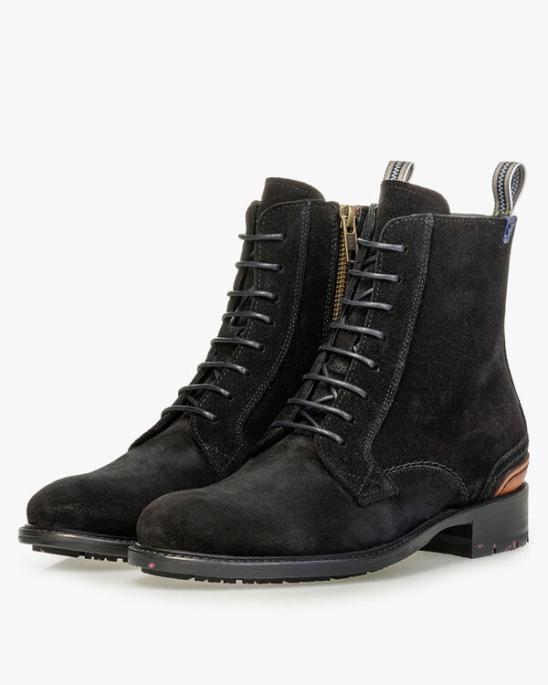 Schnürstiefel Wildleder schwarz