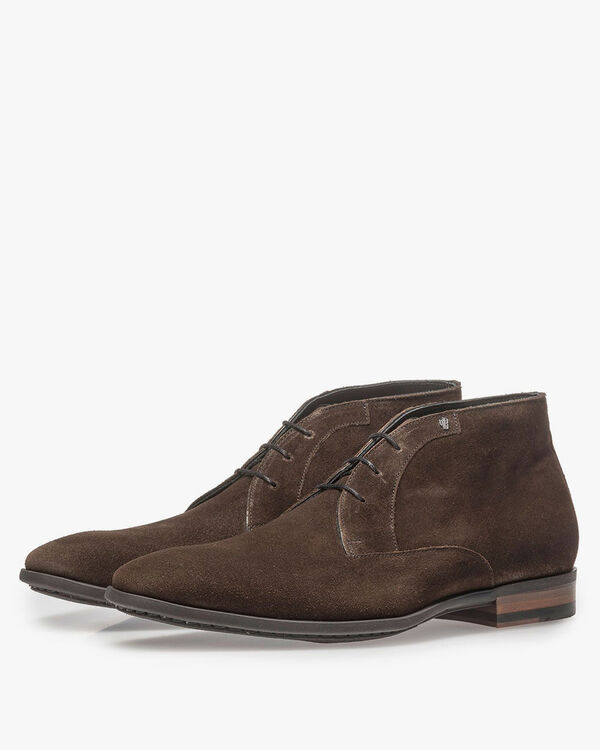 Dunkelbrauner Wildleder-Schn&uuml;rstiefel